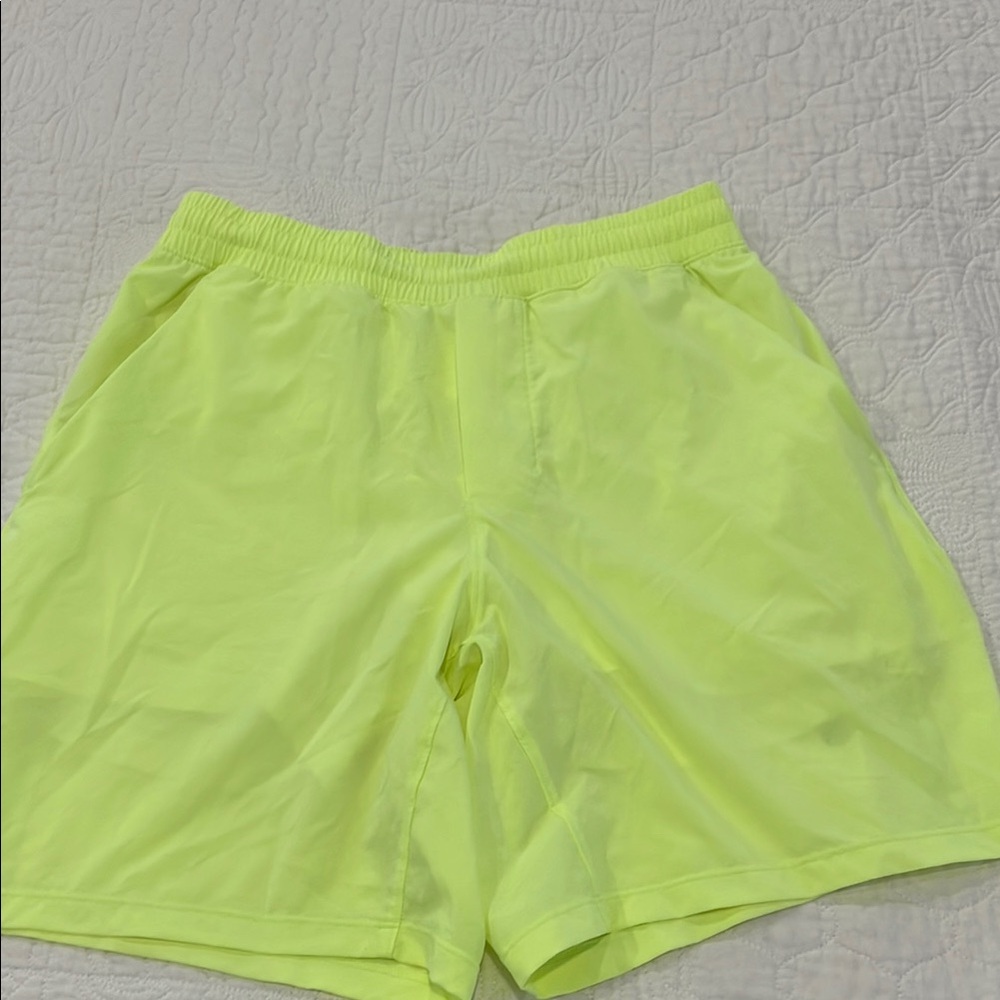 Lululemon Pace Breaker lined 5”highlighter Yellow Shorts